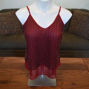 🌸 Dina Be Burgundy Beaded Camisole Top